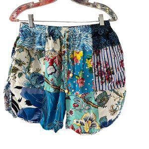 Rahab's Rope Patchwork Cotton Elastic Waist Boho Shorts Size M/L